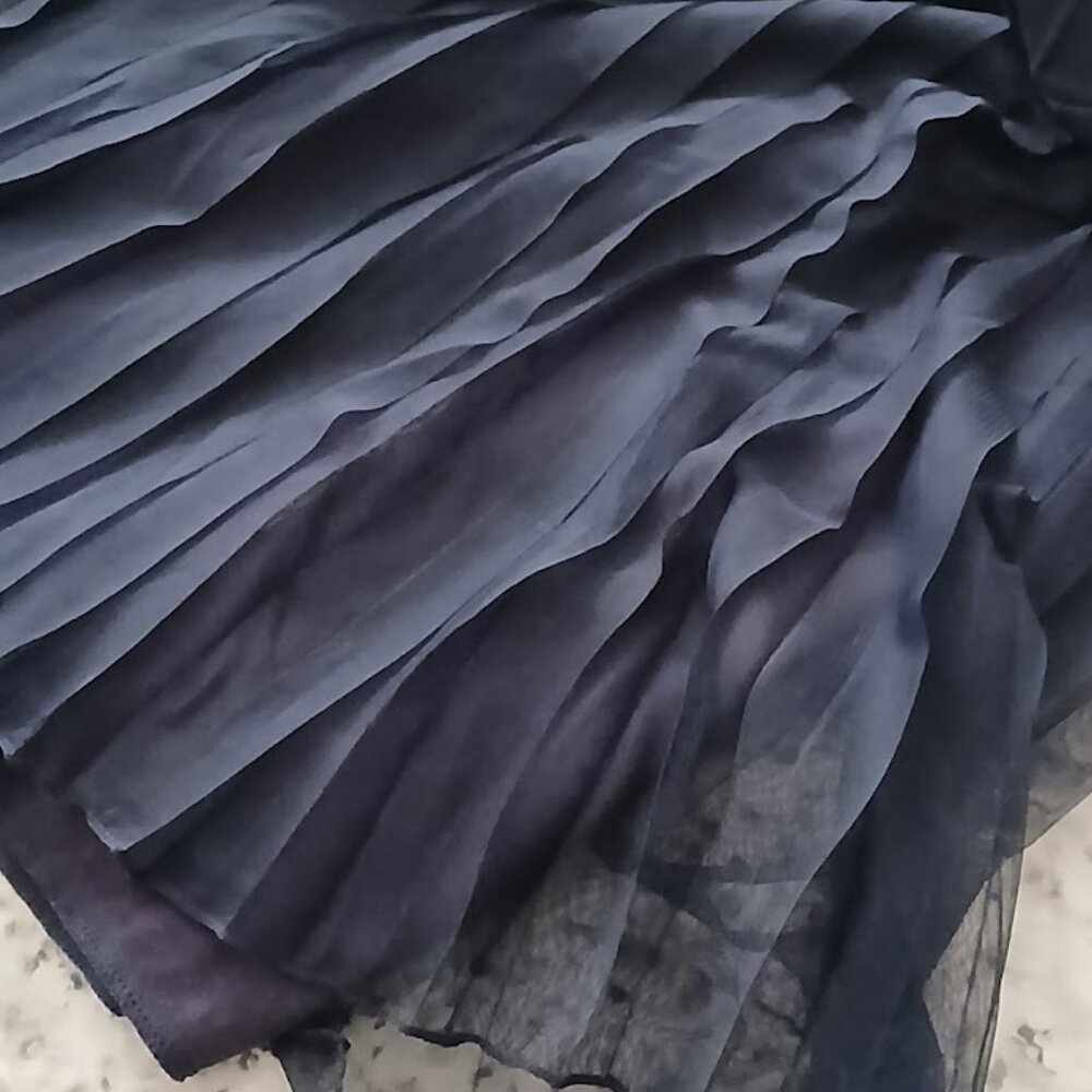 Zara Navy Blue Pleated Overlay Skirt - girls 7/8